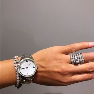 BCBG stainless steel with crystals watch